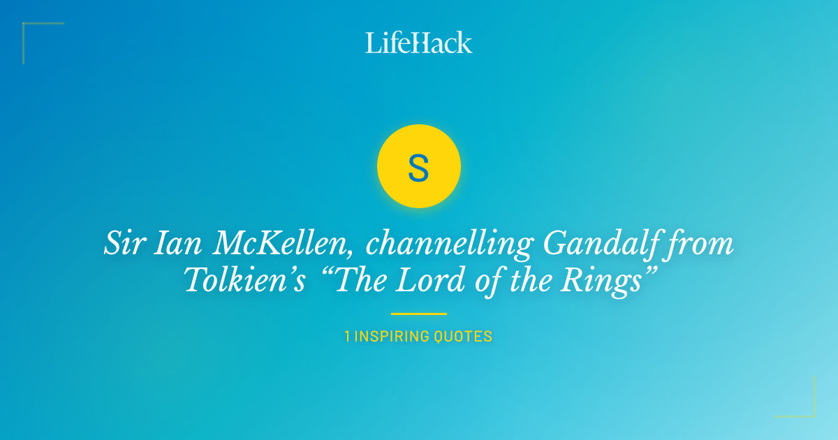 Sir Ian McKellen, channelling Gandalf from Tolkien’s “The Lord of the ...