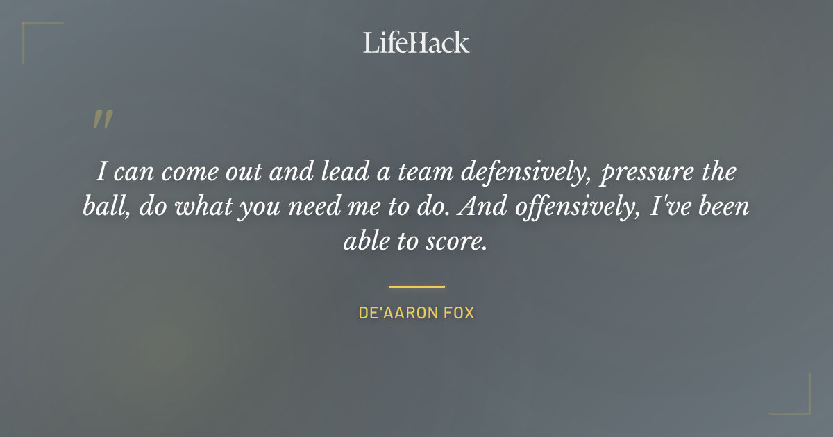 Quote by De'Aaron Fox