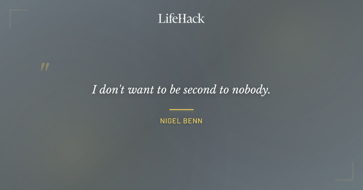 Quote by Nigel Benn